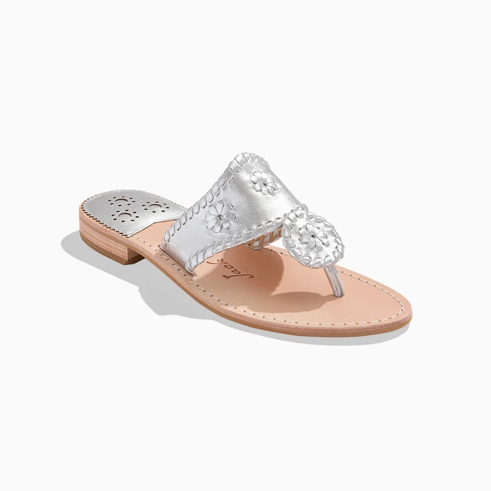 Jack Rogers Jacks Flat Silver Slide Sandals 9m